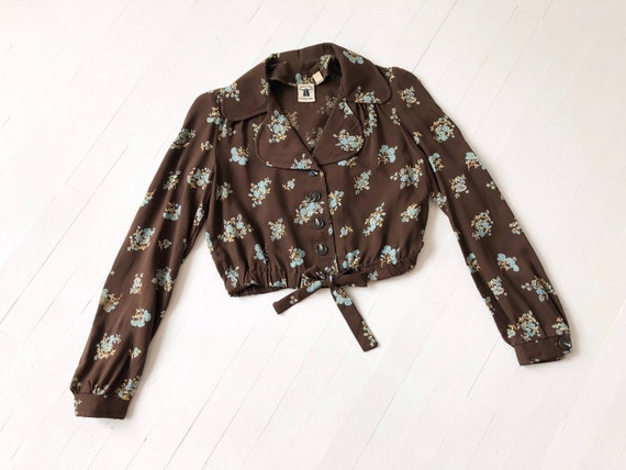 1970s-Does-1930s Brown Floral Jacket