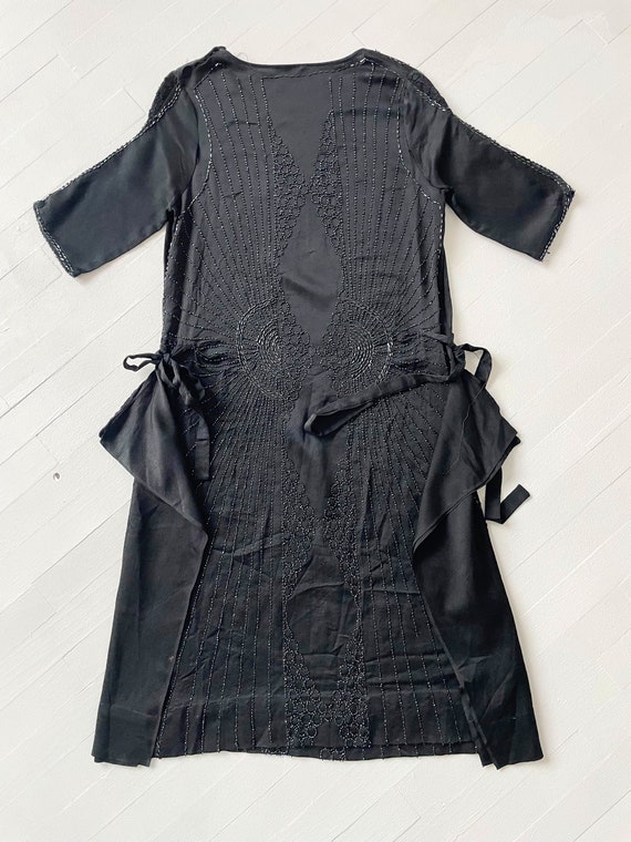 Vintage Beaded Black Rayon Crepe Dress - image 5