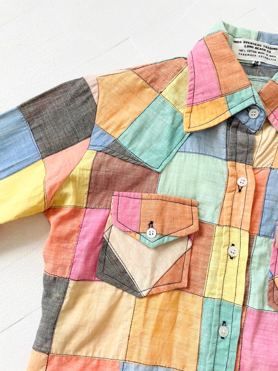 1970s Patchwork Dagger Collar Shirt - image 2