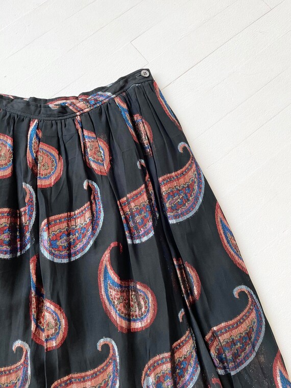 1980s Lamé Paisley Skirt - image 2