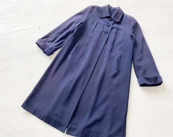 1940s Midnight Blue Wool Swing Coat