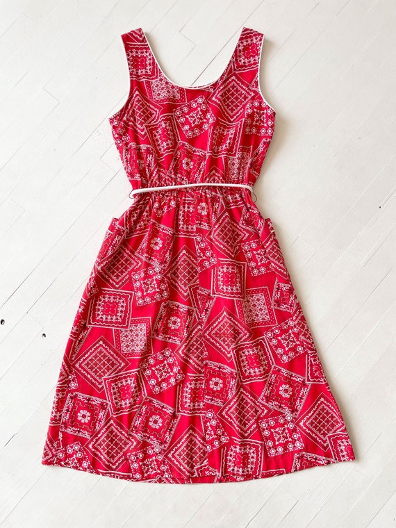 1960s Red Bandana Print Dress - image 5