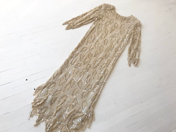 1980s Sequin Leaf Silk Dress
