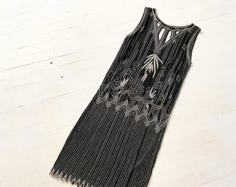 1980s does 1920s Beaded Silk Flapper Dress