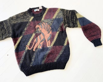 1980s Chunky Big Cat Sweater