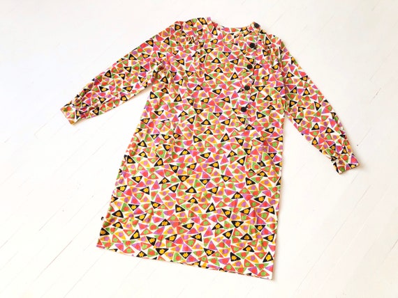 1980s Abstract Print Dress