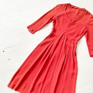 1940s Coral Rayon Crepe Dress image 5