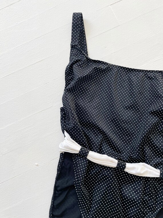 1980s Dotted Black High Cut Swimsuit - Gem