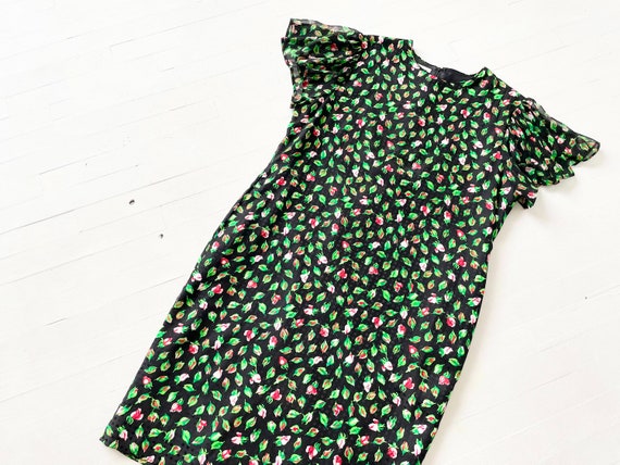 1980s Rosebud Print Silk Dress - image 1