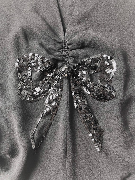 1940s Black Sequin Bow Top - image 2