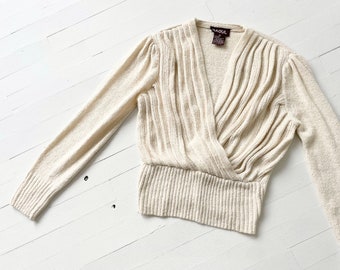 1980s Cream Silk + Angora Wrap Sweater