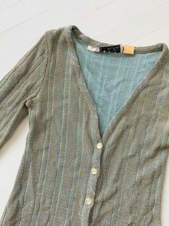 1960s Striped Metallic Cardigan - image 2