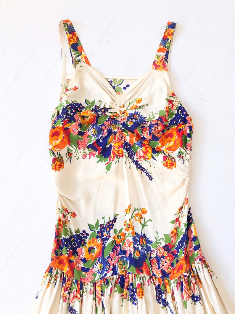 1930s Floral Rayon Dress image 2