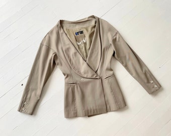 1980er Jahre Claude Montana Taupe Wolljacke