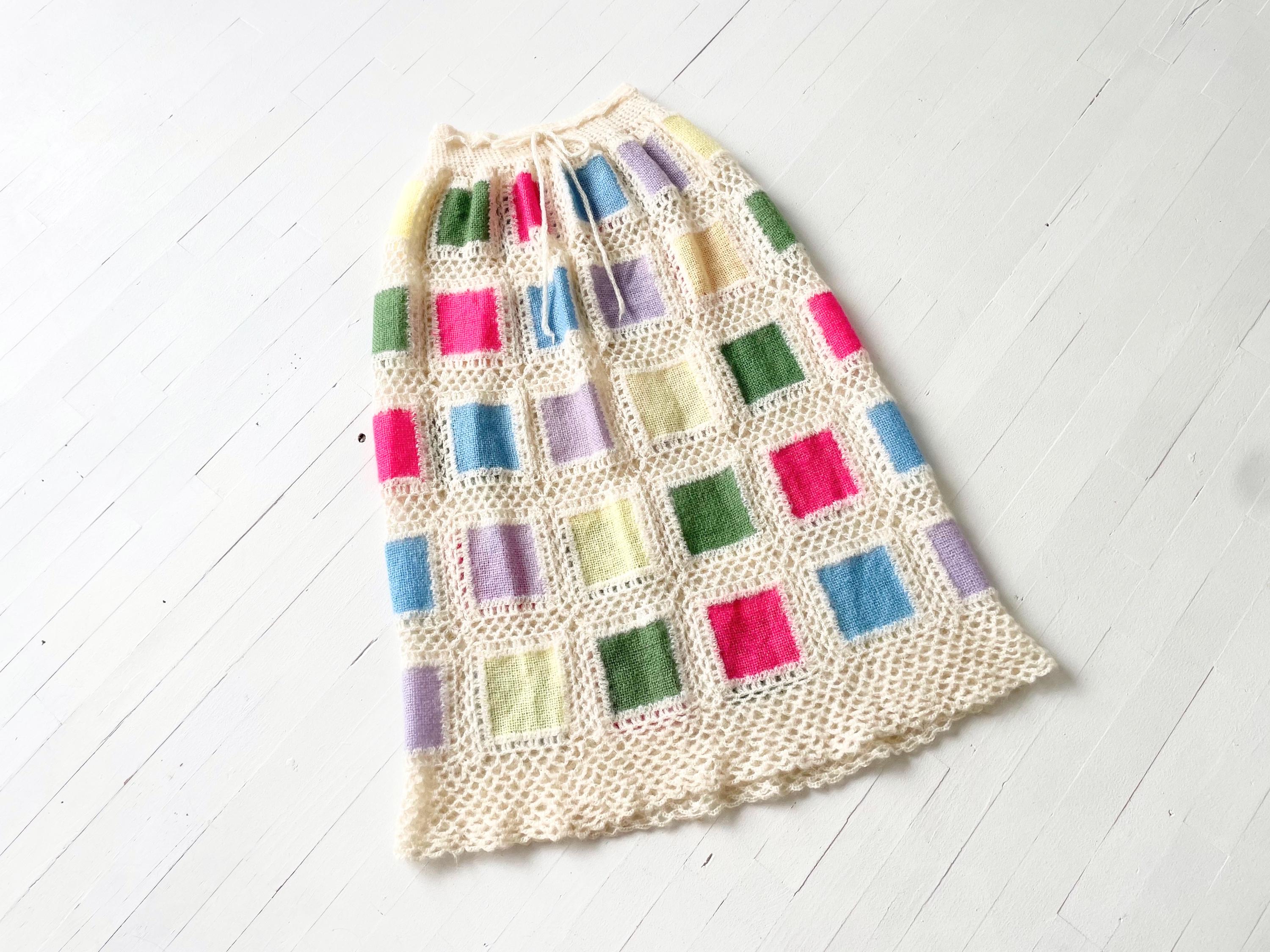 1970s Wool Granny Square Crochet Maxi Skirt - Etsy
