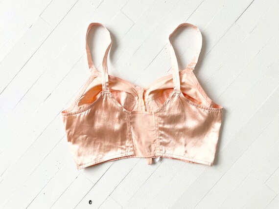 1950s Pink Satin + Lace Bustier - image 4