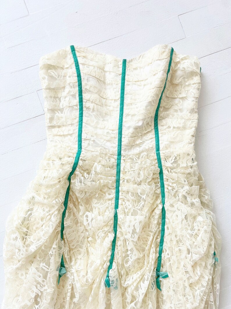 Vintage Betsey Johnson Ruched Lace Strapless Dress image 2