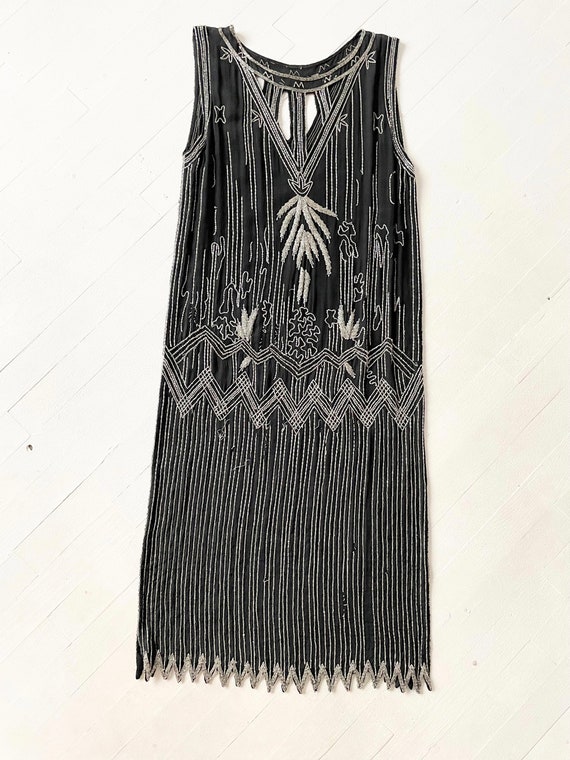 1980s does 1920s Beaded Silk Flapper Dress - image 5