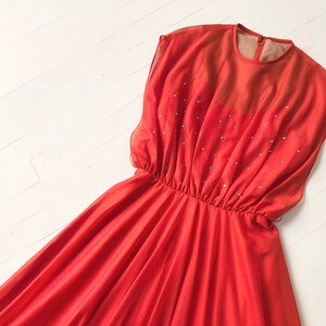 1970s Red Rhinestone Dress