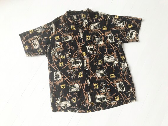 1950s Rayon Bamboo Print Shirt