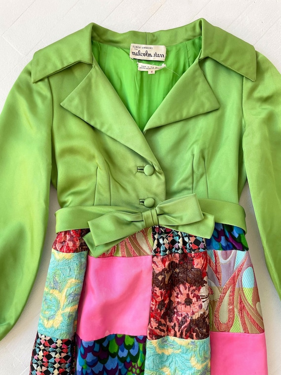 1960s Malcolm Starr Metallic Patchwork Party Gown - image 2