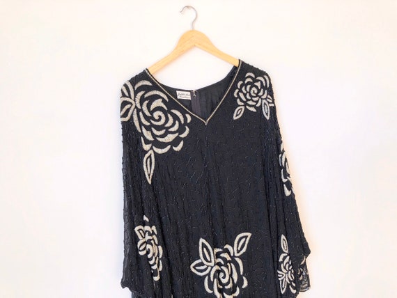 1980s Beaded Silk Dress