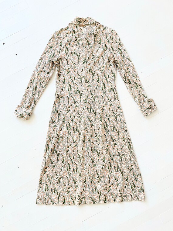 1970s DVF Tulip Print Knit Jersey Shirt Dress - image 4