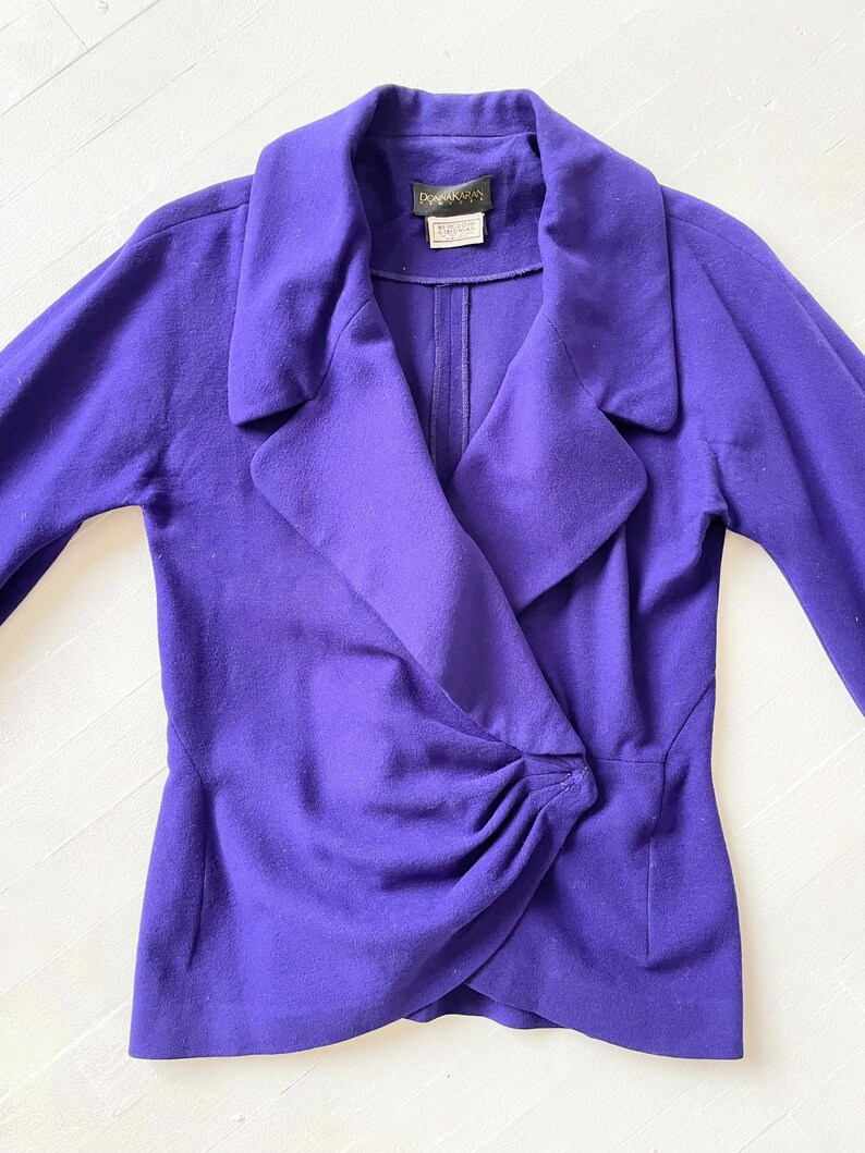 1990s Donna Karen Royal Purple Wool Cashmere Jacket image 2