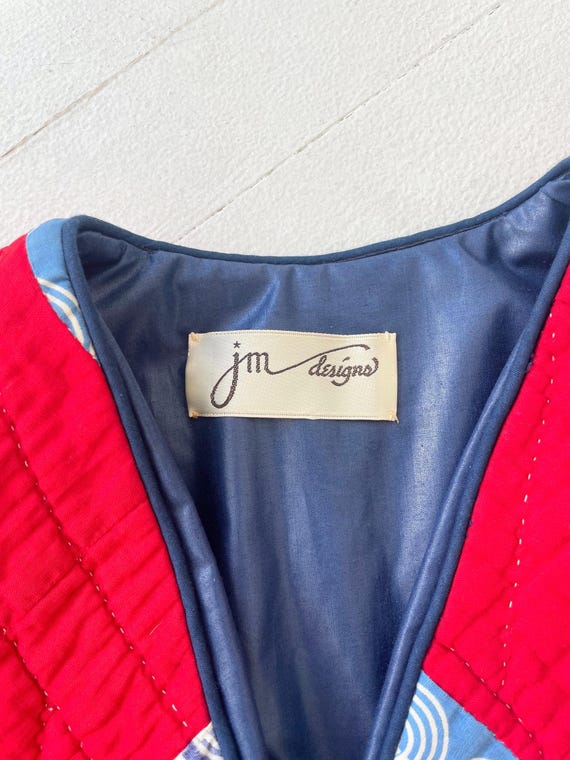 1980s Patchwork Quilted Cropped Jacket – Geometri… - image 6