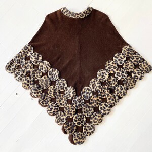 1970s Leopard Print Velour Poncho image 3