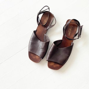 1990s Calvin Klein Brown Leather Sandals