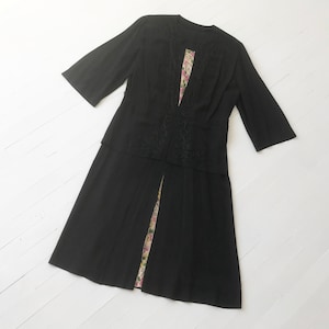 1930s Black Soutache Day Dress