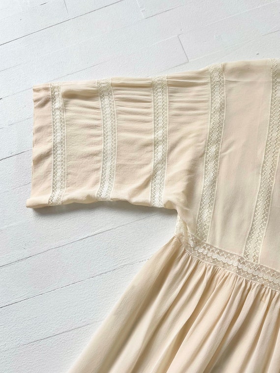 1970s Sheer Peach Silk + Lace Dress - image 2