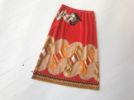 1980s Velveteen Skirt with Paganne Fabric