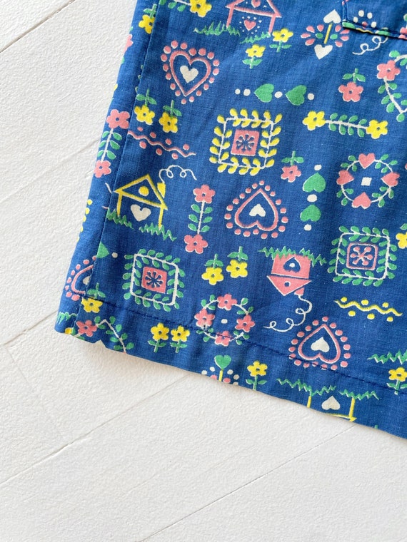 1950s Blue Novelty Print Cotton Smock - image 4
