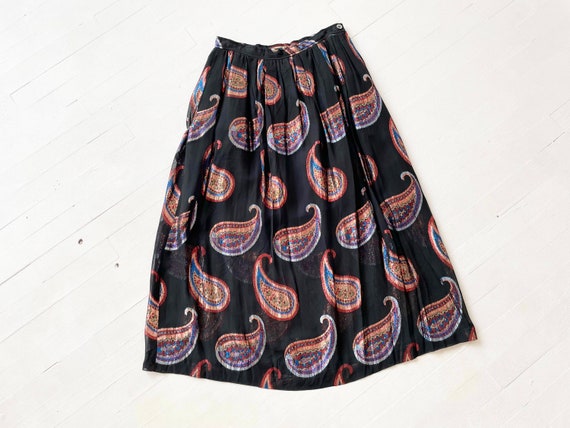 1980s Lamé Paisley Skirt - image 1