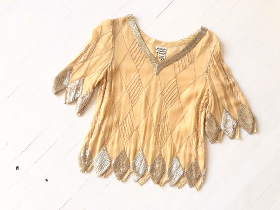 1980s Beaded Silk Top