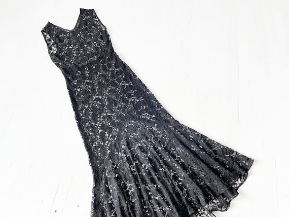 1930s Black Lace Dress - image 1