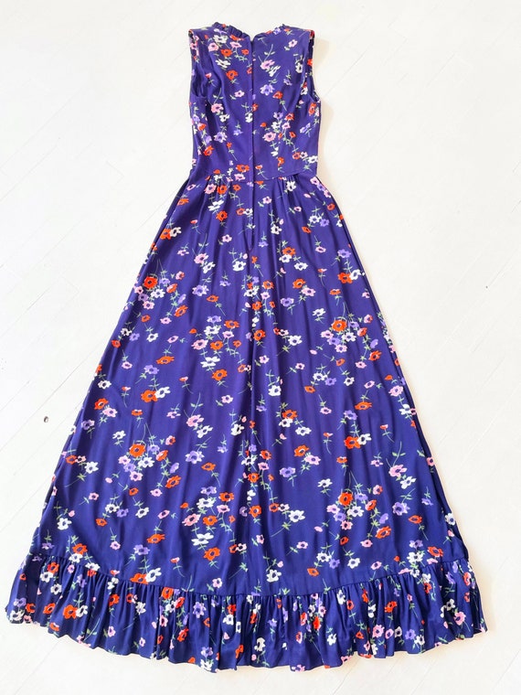 1970s Purple Floral Maxi Dress - image 5