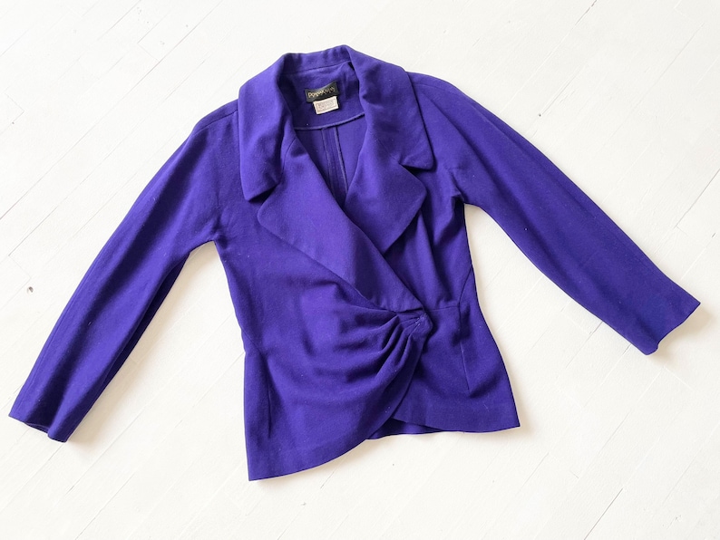 1990s Donna Karen Royal Purple Wool Cashmere Jacket image 3