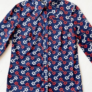 1970s Horsebit Print Navy Shirt image 3