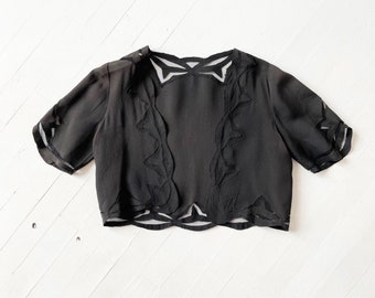 1940s Black Net Cut-Out Bolero