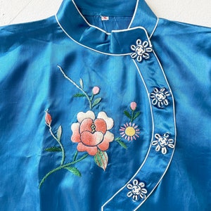 Vintage Blue Embroidered Floral Blouse image 2