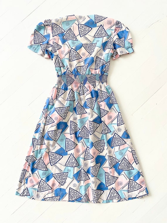 1940s Pastel Printed Cotton Dress with Eyelet Trim - image 7