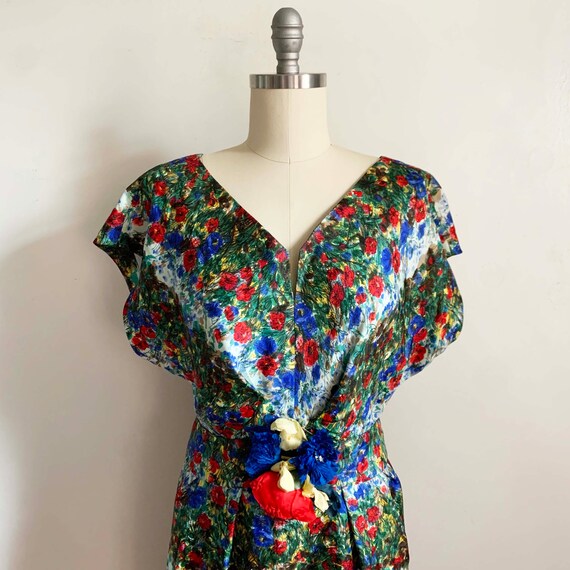 1950s Silk Floral Garden Dress - image 3