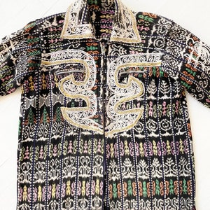 Chaqueta vintage de tela tejida bordada imagen 7