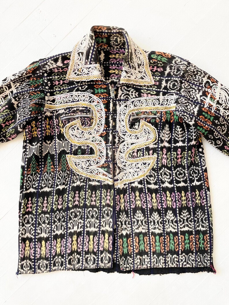 Chaqueta vintage de tela tejida bordada imagen 7