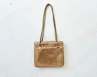 1970s Gold Mesh Bag with Braided Rope Handle