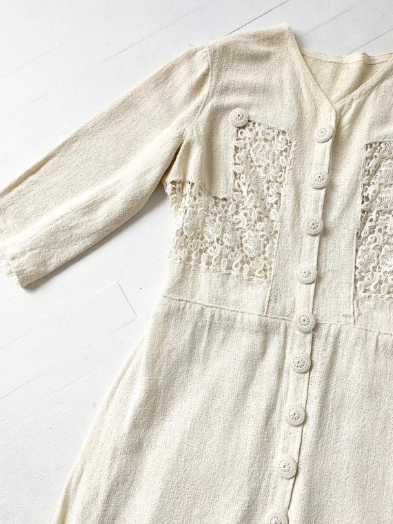 Antique Edwardian Cream Crochet Walking Dress - image 2