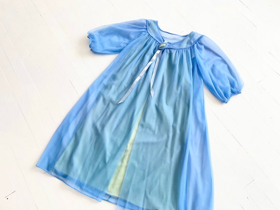 1960s Blue + Green Two-Tone Nightie and Robe - image 8